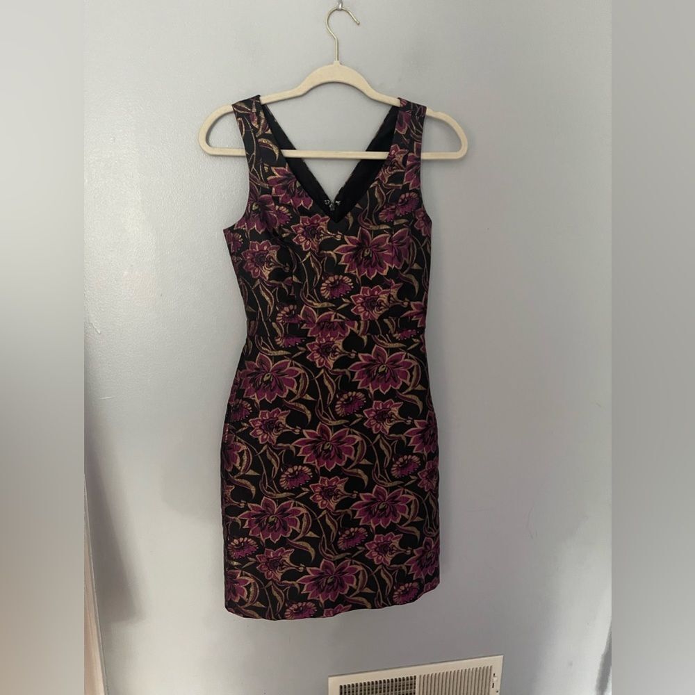 J.crew holiday sparkle fushia black gold Jacquard dress 00 nwt
